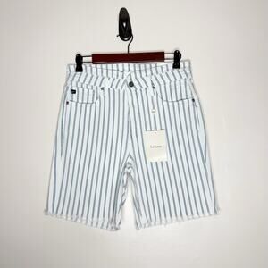 Kancan High Rise Rylee Bermuda Shorts Stretch Stripe White Blue Women’s Size XL